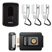 Interfone Campainha Porteiro Residêncial Ipr8010 Com 3 Extensões Audio e Fechadura Fx 1500