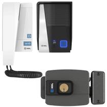 Interfone Porteiro Eletrônico Residencial Áudio Advance Hdl com Fechadura C90 Cinza