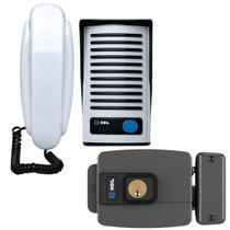 Interfone Porteiro Eletrônico Residencial F8-NTL AZ-02 Com Duplo Botão Hdl Com Fechadura C90 Cinza