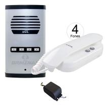 Interfone Predial Coletivo 4 Pontos Agl + 4 Monofones