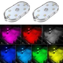 Interior de luzes LED de carro Zosppei 7 cores USB recarregáveis Interior de luzes LED de carro Zosppei 7 cores USB recarregáveis