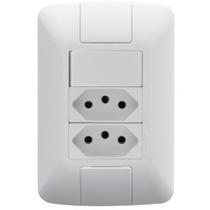 Interrup Simples 6A e 2 Tomada 2P+T 20A 250V 4x2 Aria Branco Interrup Simples 6A e 2 Tomada 2P+T 20A 250V 4x2 Aria Branco