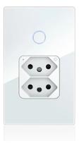Interruptor 1 botão + 2Tomada Smart Wifi Melery Touch Alexa Google Branco Interruptor 1 botão + 2Tomada Smart Wifi Melery Touch Alexa Google Branco