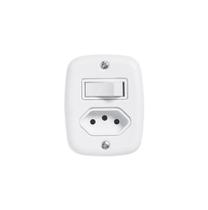 Interruptor 1 Tecla Simples 10a + Tomada 2p+t 10a 250v Pluzie Com Placa Ref. 9015