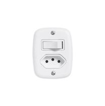 Interruptor 1 Tecla Simples 10a + Tomada 2p+t 10a 250v Pluzie Com Placa Ref. 9015