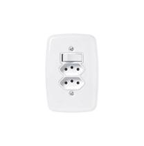 Interruptor 1 Tecla Simples + 2 tomadas 10A Ideale Pluzie 4x2 branca