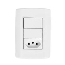 Interruptor 1 Tecla Simples e Tomadas 2 x 4 20 A com Placa Modular - Pluzie