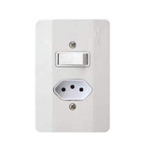 Interruptor 1 Tecla Simples + Tomada 10a - Linha Millenium - Mectronic - Str-e6m