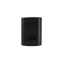 Interruptor 1 Tecla Simples + Tomada 10A preto fosco Pluzie matiz modular