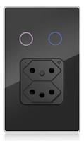 Interruptor 2 Botões + 2Tomada Smart Wifi Melery Touch Alexa Google preto