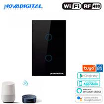 Interruptor 2 Botões Preto Touch Wi-fi Rf 433mhz Novadigital Tuya Interruptor 2 Botões Preto Touch Wi-fi Rf 433mhz Novadigital Tuya