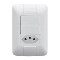 Interruptor 2 Simples Tomada Placa Tecla 10A Aria Tramontina