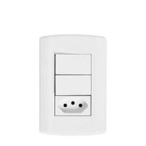 Interruptor 2 Tecla Simples + Tomada Modular Pluzie
