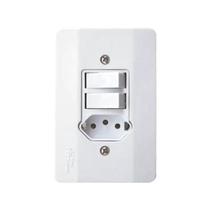 Interruptor 2 Tecla + Tomada 2P+T 10A Branco Mec-Tronic