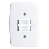 Interruptor 2 Teclas Paralelas 2 x 4 com Placa Branco Pluzie Interruptor 2 Teclas Paralelas 2 x 4 com Placa Branco Pluzie