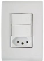 Interruptor 2 Teclas Simples e Tomada 2 x 4 10 A com Placa Liz Tramontina - Forjasul