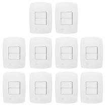 Interruptor 2 Teclas Simples Linha Pérola Branca Radial c/10