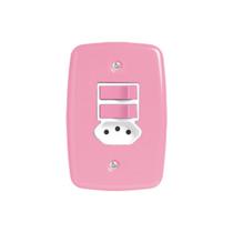 Interruptor 2 Teclas Simples + Tomada 20A rosa Pluzie Ideale 4x2