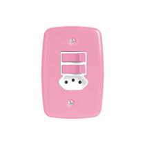 Interruptor 2 Teclas Simples + Tomada 20A rosa Pluzie Ideale 4x2