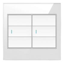 Interruptor 2 Teclas Tipo Pulso Vidro Temperado 4X4 Branco