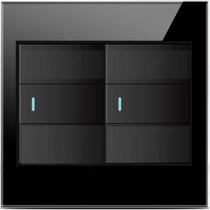 Interruptor 2 Teclas Tipo Pulso Vidro Temperado 4x4 Preto Interruptor 2 Teclas Tipo Pulso Vidro Temperado 4x4 Preto