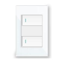 Interruptor 2 Teclas Tipo Pulso Vidro Temperado Branco
