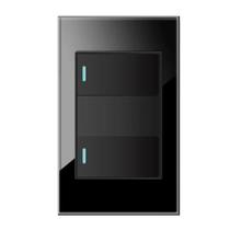 Interruptor 2 Teclas Tipo Pulso Vidro Temperado Preto