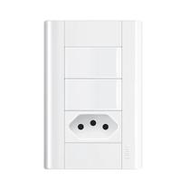Interruptor 2 Teclas + Tomada 10a C/ Placa 4x2 Fame Modulare
