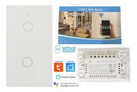 Interruptor 2 Teclas Touch Wifi Smart Tuya Alexa Branco