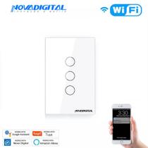 Interruptor 3 Botões Branco Touch Wi-fi Novadigital Tuya