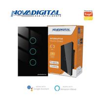 Interruptor 3 Botões Preto Touch Zigbee Novadigital Tuya