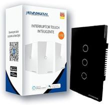 Interruptor 3 botoes wi-fi preto compativel alexa google