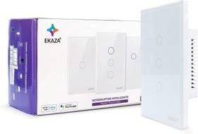 Interruptor 3 Botões Wifi Inteligente Touch Alexa branco Ekaza