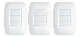 Interruptor 3 Teclas C/ Placa 4x2 Fame Elegance - Kit 3 Un.