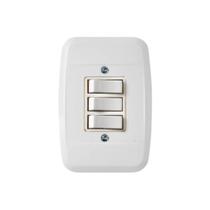 Interruptor 3 Teclas Embutir C/Placa Branca - Pezzi Simples