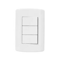 Interruptor 3 Teclas Simples 2x4 Com Placa Branco Modular Pluzie