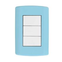 Interruptor 3 Teclas Simples azul Pluzie Pluzi Modular 4x2