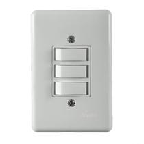 Interruptor 3 Teclas Simples + Placa Stylus 6A 250V 4x2 - Ilumi Interruptor 3 Teclas Simples + Placa Stylus 6A 250V 4x2 - Ilumi