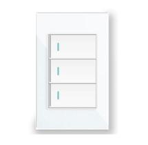 Interruptor 3 Teclas Tipo Pulso Vidro Temperado Branco Interruptor 3 Teclas Tipo Pulso Vidro Temperado Branco