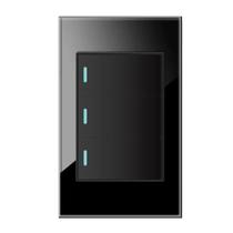 Interruptor 3 Teclas Tipo Pulso Vidro Temperado Preto