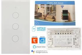 Interruptor 3 Teclas Touch Wifi Smart Tuya Alexa Branco