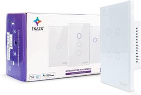 Interruptor 4 Botão Wifi Inteligente Touch Alexa Branco Ekaza
