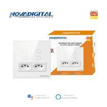 Interruptor 4 Botões 4x4 Branco com Tomada Zigbee Touch Tuya Interruptor 4 Botões 4x4 Branco com Tomada Zigbee Touch Tuya