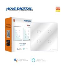 Interruptor 4 Botões Branco Touch 4x4 Zigbee Novadigital