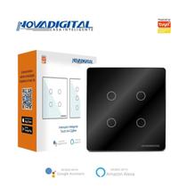 Interruptor 4 Botões Preto Touch 4x4 Zigbee Novadigital
