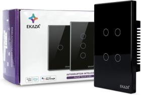 Interruptor 4 Botões Wifi Inteligente Touch Alexa preto Ekaza