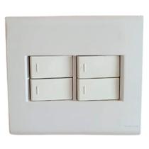 Interruptor 4 teclas simples 10A 250V com placa 4x4 Tramontina Liz Branca Interruptor 4 teclas simples 10A 250V com placa 4x4 Tramontina Liz Branca