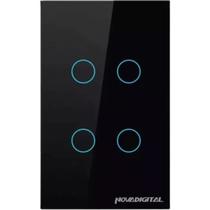 Interruptor 4x2 Smart Wifi Inteligente Nova Digital 4 Botões Lite Preto LITE-WS4-B