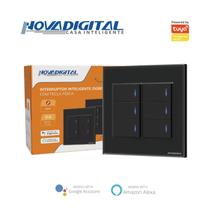 Interruptor 4x4 com tecla fisica 6 botoes zigbee preto led