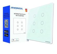 Interruptor 6 Botões Branco Touch Wi-Fi Rf 433Mhz Premium Interruptor 6 Botões Branco Touch Wi-Fi Rf 433Mhz Premium